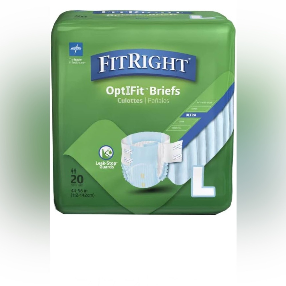 FitRightOptiFitUltraAdult Briefs🩲Incontinence Diapers wTabsLarge44-56" 20 Count